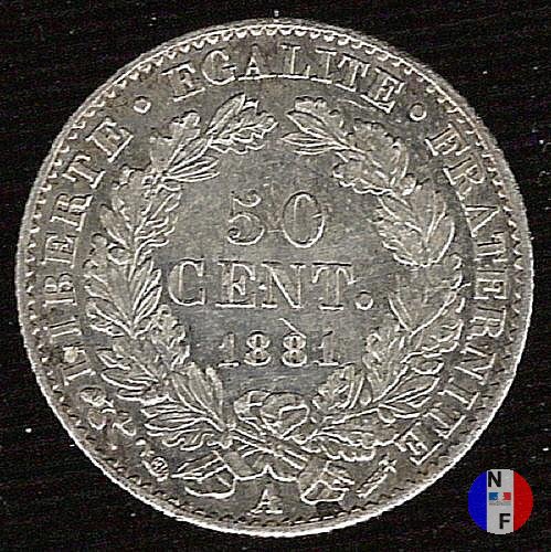 50 centesimi Cerere 1881 (Parigi)