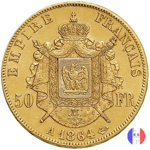 50 franchi - testa laureata 1864 (Parigi)