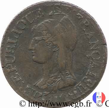 5 centesimi - ribattuti su monete da 1 decimo 1799-1800 (Parigi)