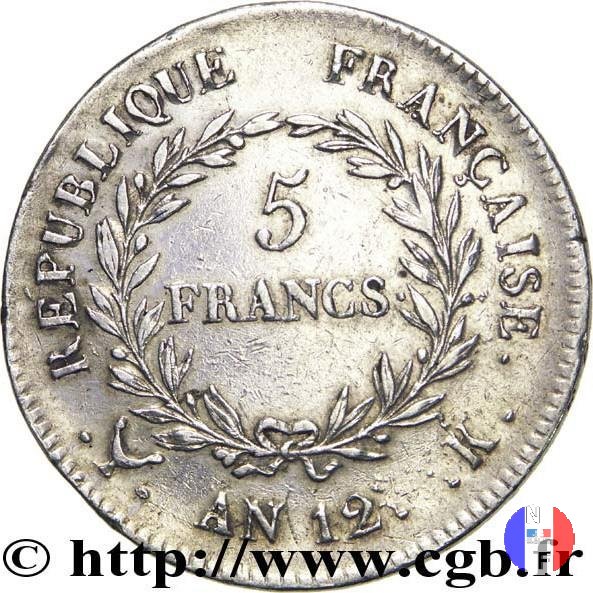 5 franchi Bonaparte 1803-1804 (Bordeaux)