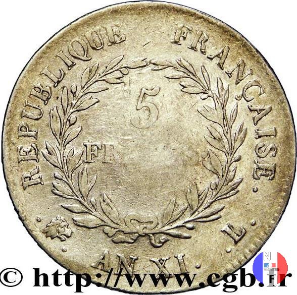 5 franchi Bonaparte 1803 (Bayonne)