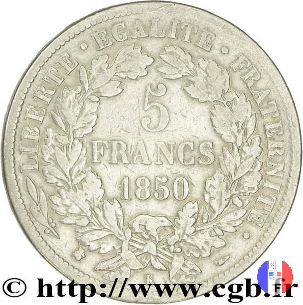 5 franchi Cerere 1850 (Bordeaux)