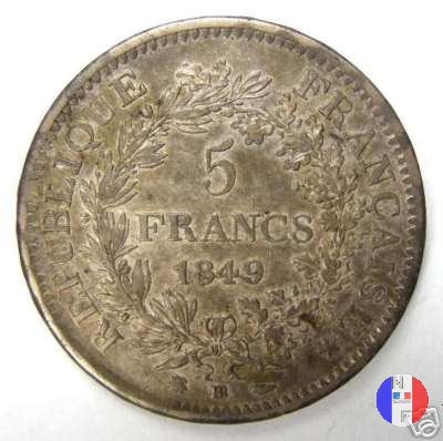 5 franchi Ercole 1849 (Strasburgo)