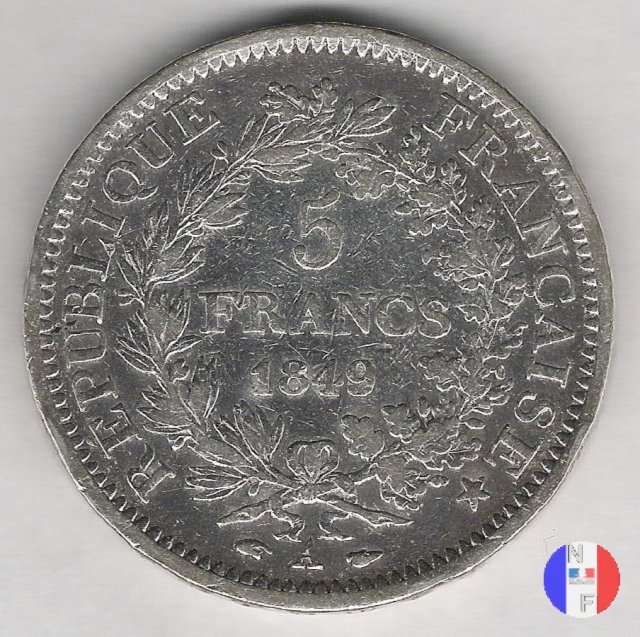 5 franchi Ercole 1849 (Parigi)