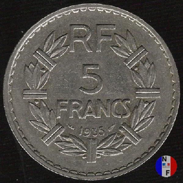 5 franchi Lavrillier - nickel 1935 (Parigi)