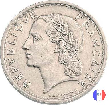 5 franchi Lavrillier - nickel 1936 (Parigi)