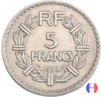 5 franchi Lavrillier - nickel 1936 (Parigi)