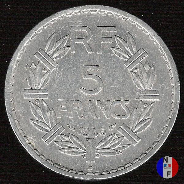 5 franchi - alluminio 1946 (Beaumont Le Roger)