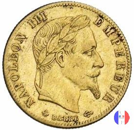 5 franchi oro - testa laureata 1863 (Parigi)