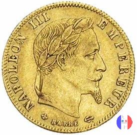 5 franchi oro - testa laureata 1866 (Parigi)