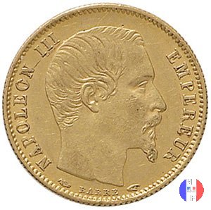 5 franchi oro - testa nuda, piccolo modulo 1854 (Parigi)