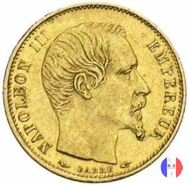 5 franchi oro - testa nuda, piccolo modulo 1854 (Parigi)