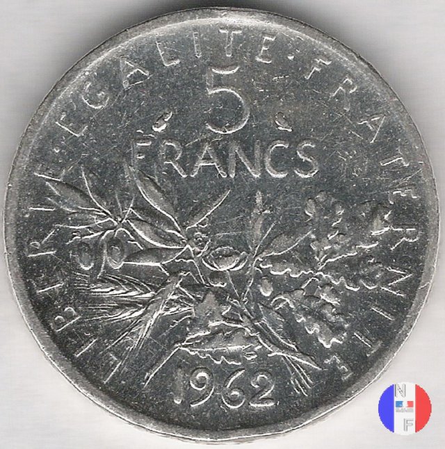 5 franchi seminatrice - argento 1962 (Parigi)