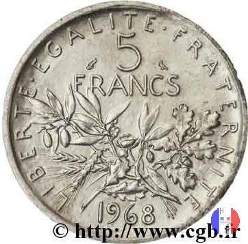 5 franchi seminatrice - argento 1968 (Parigi)