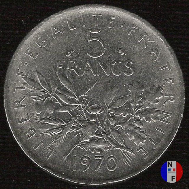 5 franchi seminatrice - cupronickel 1970 (Parigi)