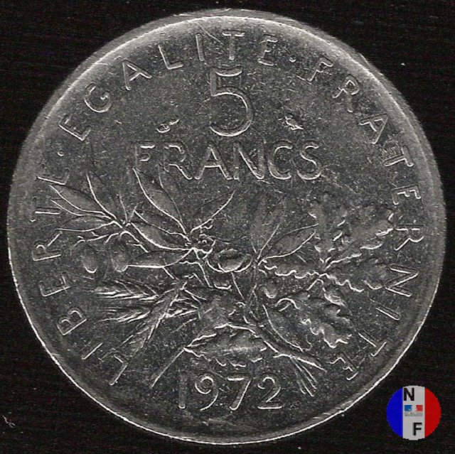 5 franchi seminatrice - cupronickel 1972 (Parigi)