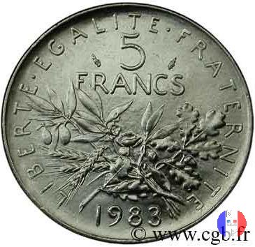 5 franchi seminatrice - cupronickel 1983 (Pessac)