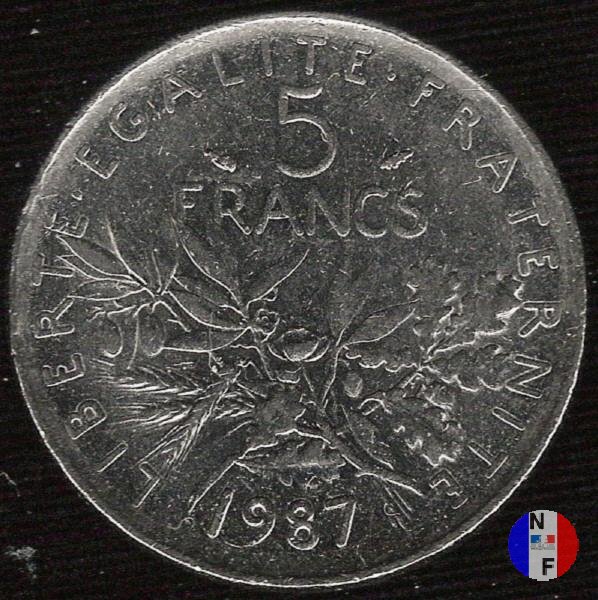 5 franchi seminatrice - cupronickel 1987 (Pessac)