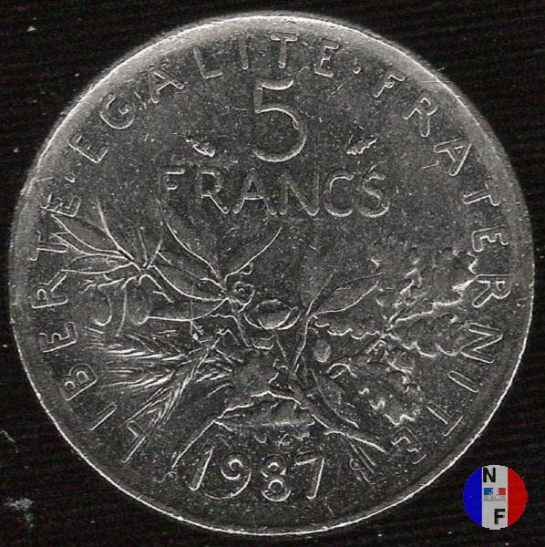 5 franchi seminatrice - cupronickel 1987 (Pessac)