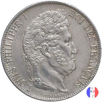 5 franchi - testa coronata 1845 (Lilla)