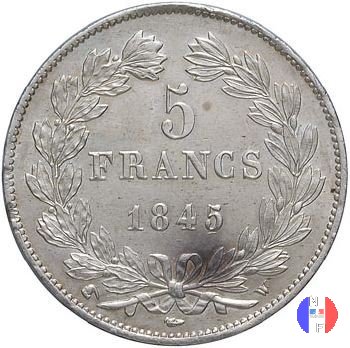 5 franchi - testa coronata 1845 (Lilla)