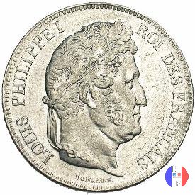 5 franchi - testa coronata 1833 (Lilla)