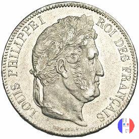 5 franchi - testa coronata 1834 (Parigi)