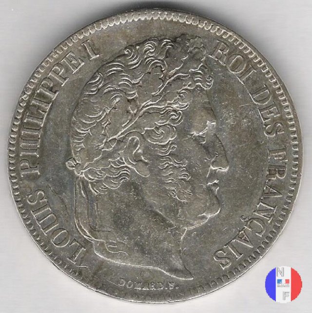 5 franchi - testa coronata 1834 (Rouen)