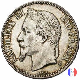 5 franchi - testa laureata 1868 (Strasburgo)