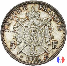 5 franchi - testa laureata 1868 (Strasburgo)