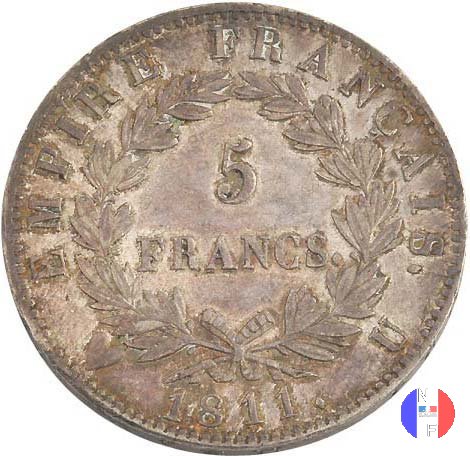 5 franchi - testa laureata, tipo Empire 1811 (Torino)