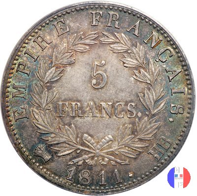 5 franchi - testa laureata, tipo Empire 1811 (Strasburgo)