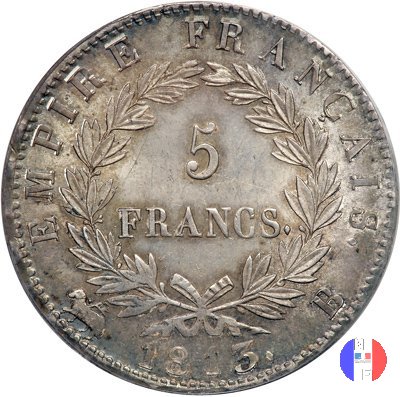 5 franchi - testa laureata, tipo Empire 1813 (Rouen)