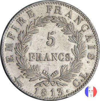 5 franchi - testa laureata, tipo Empire 1813 (Genova)