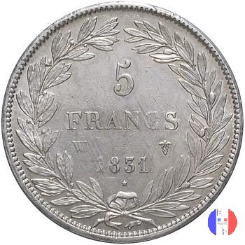 5 franchi - testa nuda 1831 (Lilla)