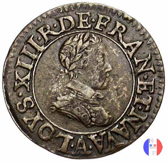 Doppio tornese - busto infantile, senza gorgiera 1612 (Parigi)