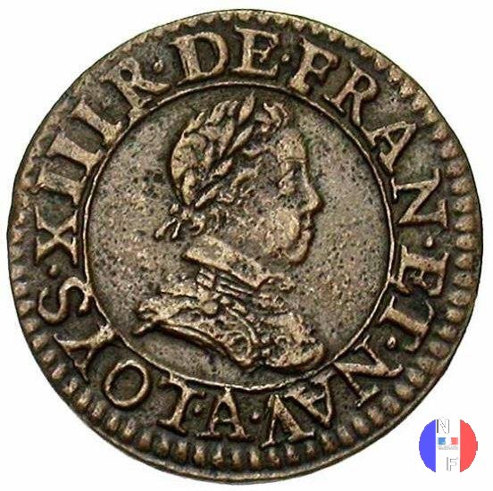 Doppio tornese - busto infantile, senza gorgiera 1616 (Parigi)
