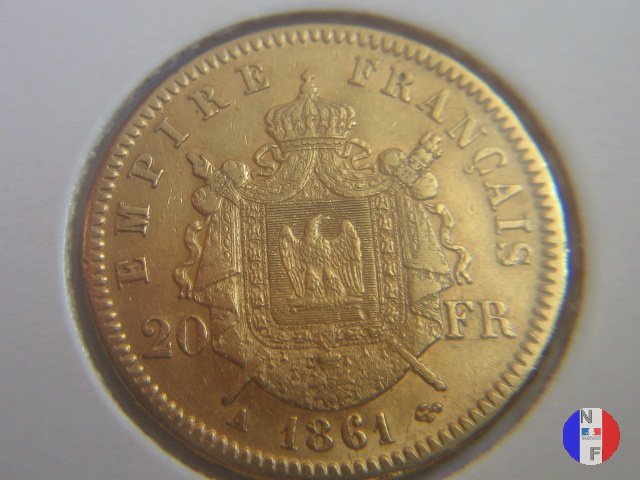 20 franchi - testa laureata 1861 (Parigi)