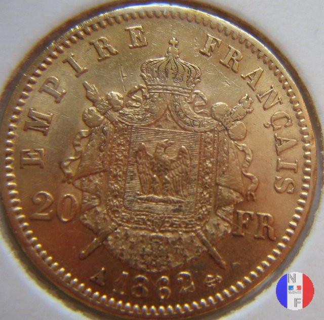 20 franchi - testa laureata 1862 (Parigi)