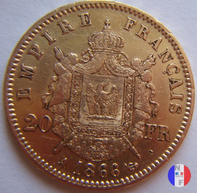 20 franchi - testa laureata 1866 (Parigi)