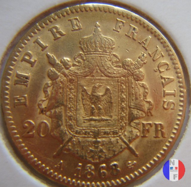 20 franchi - testa laureata 1868 (Parigi)