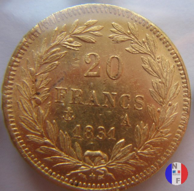 20 franchi - testa nuda 1831 (Parigi)