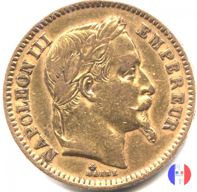 20 franchi - testa laureata 1865 (Strasburgo)