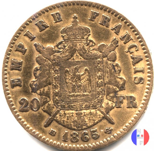 20 franchi - testa laureata 1865 (Strasburgo)