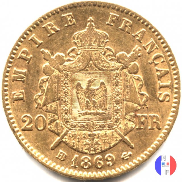 20 franchi - testa laureata 1869 (Strasburgo)