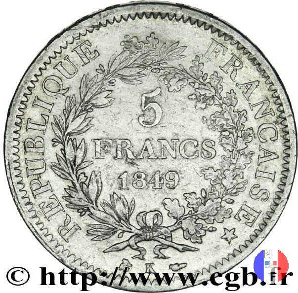 5 franchi Ercole 1849 (Bordeaux)