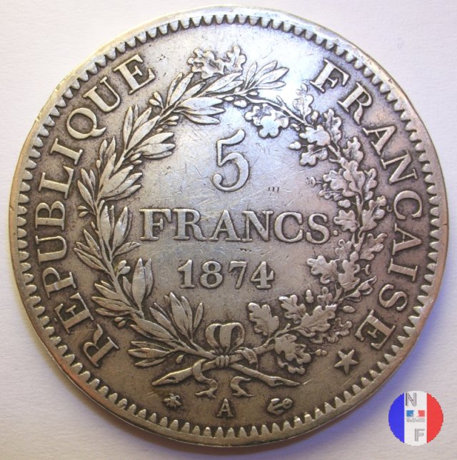 5 franchi Ercole 1874 (Parigi)