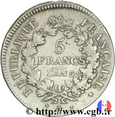 5 franchi 1796-1797 (Parigi)