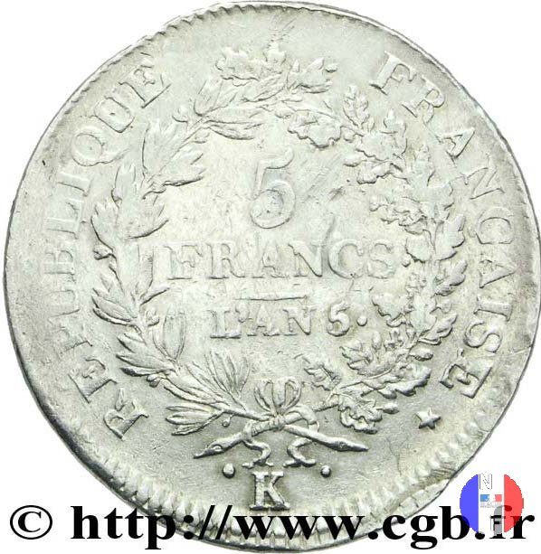 5 franchi 1796-1797 (Bordeaux)