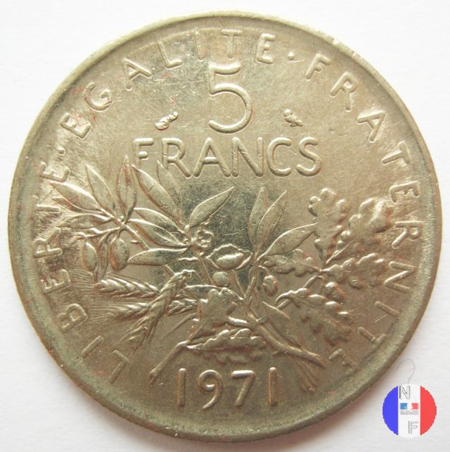 5 franchi seminatrice - cupronickel 1971 (Parigi)